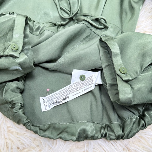 ZARA Olive Green Satin 2-Piece Set/Oversized Top XS/Pants L NWOT - Picture 6 of 11